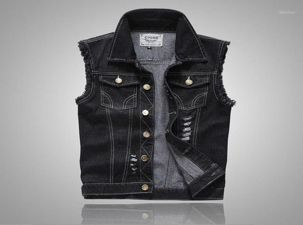 plus size ripped black denim vest mens slim fit male jeans sleeveless jacket tank cowboy brand 5xl armhole style19285363, Black;white
plus size ripped black denim vest mens slim fit male jeans sleeveless jacket tank cowboy brand 5xl armhole style19285363, Black;white