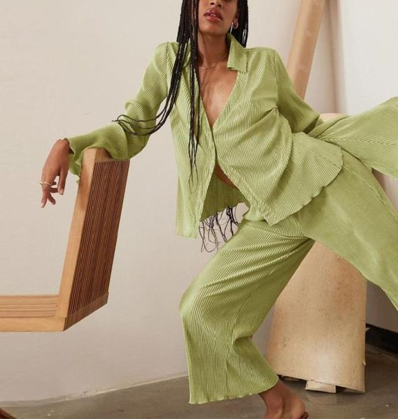 women039s two piece pants flare long sleeve shirt loose suit pleated vneck shirts and wide leg trousers female matching set ca7812598, White
women039s two piece pants flare long sleeve shirt loose suit pleated vneck shirts and wide leg trousers female matching set ca7812598, White
