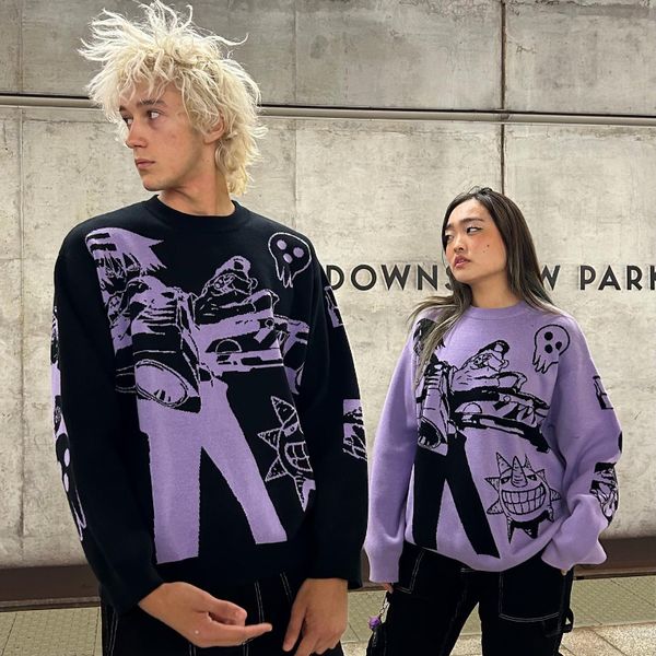 women's sweaters y2k sweater women harajuku pullover anime pattern streetwear winter american knitwear embroidery oversized lovers loos, White;black
women's sweaters y2k sweater women harajuku pullover anime pattern streetwear winter american knitwear embroidery oversized lovers loos, White;black