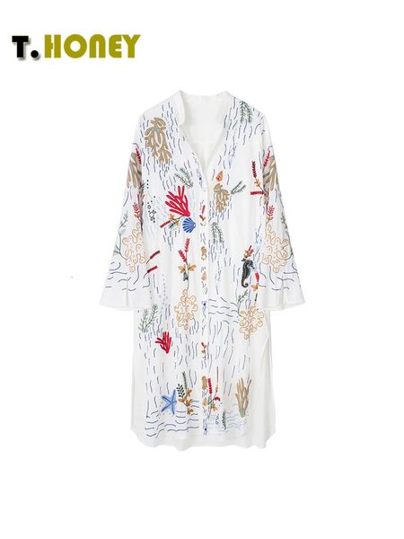 women's blouses shirts tellhoney women fashion v neck single breasted long embroided blouse female casual side slit loose shirt 230802, White
women's blouses shirts tellhoney women fashion v neck single breasted long embroided blouse female casual side slit loose shirt 230802, White