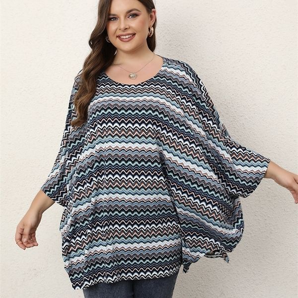 women's plus size t shirt finajni women clothing pinstripe wave print t shirts loose dolman sleeve design blouses polyester tee 230802, Black
women's plus size t shirt finajni women clothing pinstripe wave print t shirts loose dolman sleeve design blouses polyester tee 230802, Black