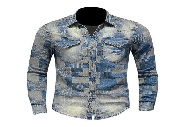 lapel multi pocket single breasted retro color art personality patch casual long sleeve denim shirt3623769, White;black
lapel multi pocket single breasted retro color art personality patch casual long sleeve denim shirt3623769, White;black