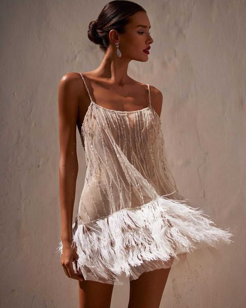 2023 new style party dress open back short skirt layered tassel mesh bead sling dress, Black;gray
2023 new style party dress open back short skirt layered tassel mesh bead sling dress, Black;gray