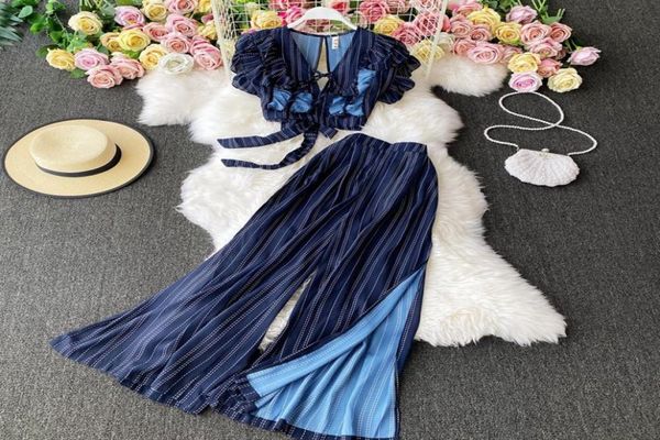 vintage blue striped two piece dress women vneck ruffle short high waist split wide leg pants female suit new 20221850212, White
vintage blue striped two piece dress women vneck ruffle short high waist split wide leg pants female suit new 20221850212, White