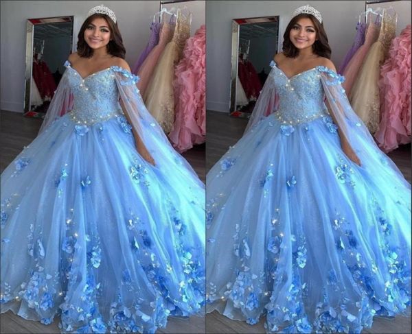 light blue new sweet 16 dresses ball gowns hand made flowers beaded applique vestidos de quinceanera dress with wraps prom pageant3903606, Blue;red
light blue new sweet 16 dresses ball gowns hand made flowers beaded applique vestidos de quinceanera dress with wraps prom pageant3903606, Blue;red