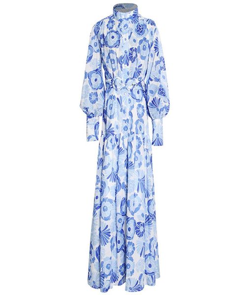 women's dress stand collar long lantern sleeves flowers printed maxi european designer party dresses7693283, Black
women's dress stand collar long lantern sleeves flowers printed maxi european designer party dresses7693283, Black