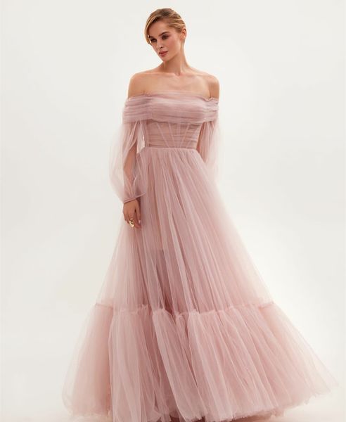 elegant long sleeve pink tulle prom dresses a-line jewel neck lace up back robe de soiree floor length formal party dresses for women, Black
elegant long sleeve pink tulle prom dresses a-line jewel neck lace up back robe de soiree floor length formal party dresses for women, Black