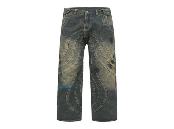 vintage painted striped straight flare pants men039s streetwear casual jeans oversized denim trousers3390252, Black;brown
vintage painted striped straight flare pants men039s streetwear casual jeans oversized denim trousers3390252, Black;brown
