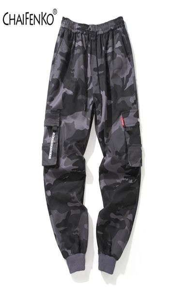 

chaifenko brand mens joggers pants camouflage cargo pants men hip hop skateboard jogger fashion casual beam feet pant men m8xl 222007946, Black