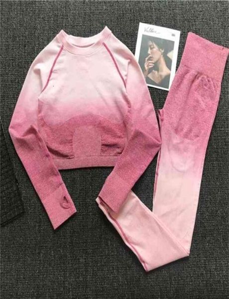 women seamless yoga set gym high waist ombre leggings tshirts suit long sleeve fitness workout sport running sportswear set s8972389, Gray
women seamless yoga set gym high waist ombre leggings tshirts suit long sleeve fitness workout sport running sportswear set s8972389, Gray