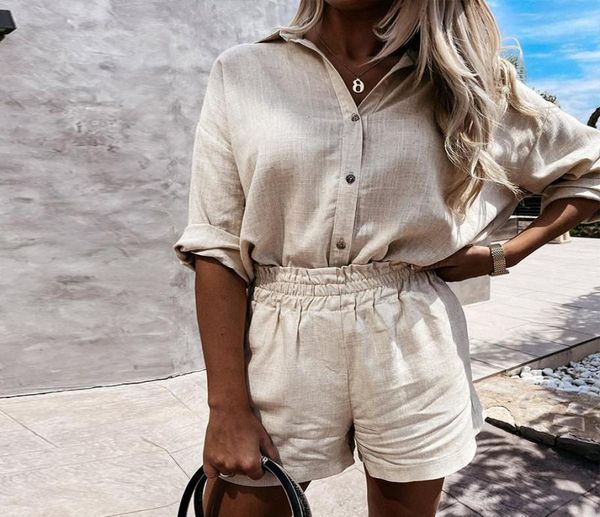 women039s tracksuits summer women linen shorts set 2021 turndown collar long sleeve shirt and casual two pieces loose outf7796736, Gray
women039s tracksuits summer women linen shorts set 2021 turndown collar long sleeve shirt and casual two pieces loose outf7796736, Gray