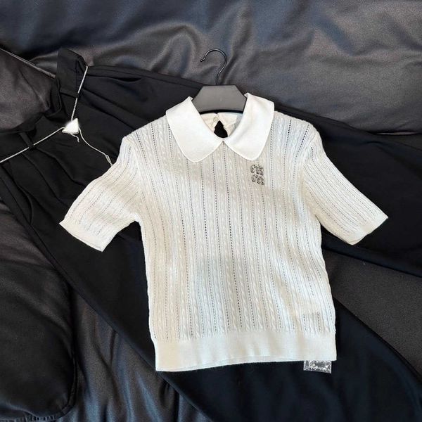 knitwear 2023 summer new diamond embedding letter polo collar pullover slim fit short women, White;black
knitwear 2023 summer new diamond embedding letter polo collar pullover slim fit short women, White;black