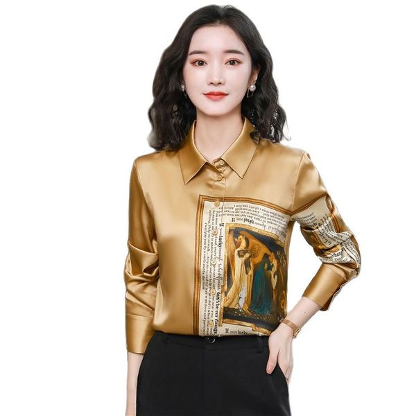 luxury designer gold satin blouse women long sleeve lapel formal button up shirts 2023 fashion print elegant and youth pattern shirt and bl, White
luxury designer gold satin blouse women long sleeve lapel formal button up shirts 2023 fashion print elegant and youth pattern shirt and bl, White