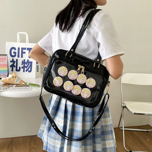 evening bags classic itabag shoulder black women bags japanese transparent canvas pu soft girls lovely clear red white pink ita bag 230803
evening bags classic itabag shoulder black women bags japanese transparent canvas pu soft girls lovely clear red white pink ita bag 230803