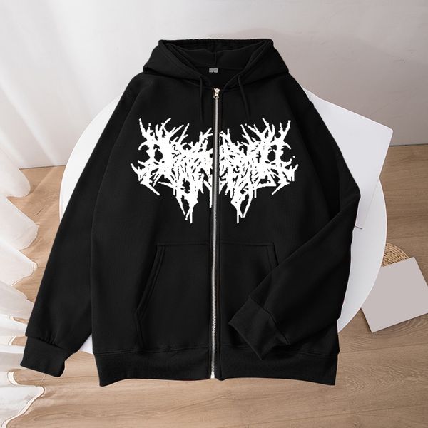 women's hoodies sweatshirts gothic trend print hoodies women retro harajuku hip hop jacket high street zip up hoodie casual loose sweat, Black
women's hoodies sweatshirts gothic trend print hoodies women retro harajuku hip hop jacket high street zip up hoodie casual loose sweat, Black