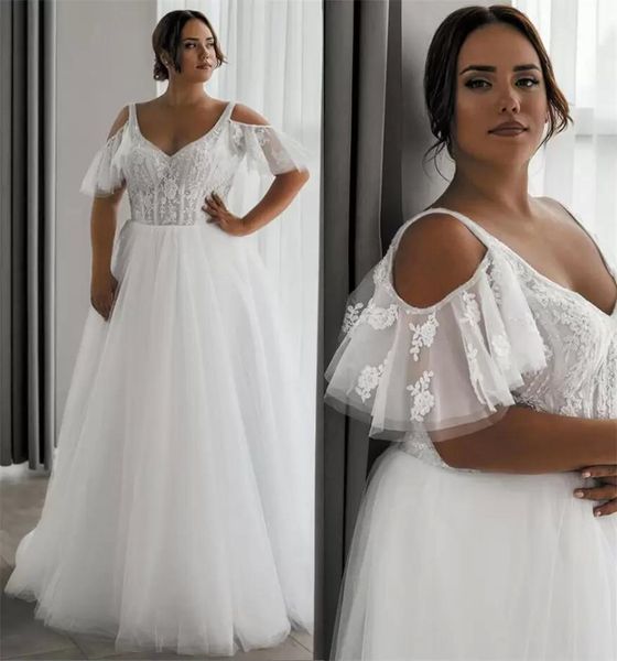 gorgeous plus size wedding dresses bridal gown lace applique sweep train v neck cap sleeves off the shoulder tulle beaded beach garden vesti, White
gorgeous plus size wedding dresses bridal gown lace applique sweep train v neck cap sleeves off the shoulder tulle beaded beach garden vesti, White