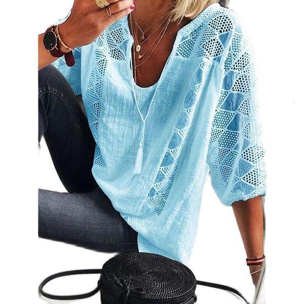 women's blouses shirts women's blouse spring/summer cotton lace shirt spliced u neck 3/4 sleeve women's solid loose blouse 23, White
women's blouses shirts women's blouse spring/summer cotton lace shirt spliced u neck 3/4 sleeve women's solid loose blouse 23, White