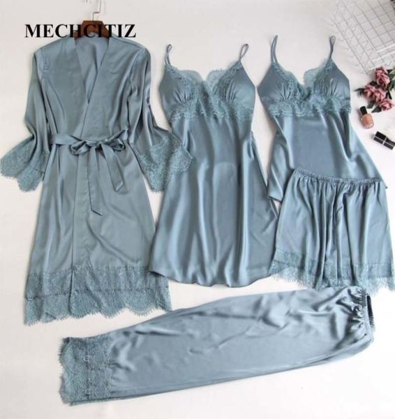 mechcitiz 5 pieces silk pajamas sets women satin sleepwear robe pants autumn pijamas bathrobe lingerie lace winter pyjamas y28827063, Black;red
mechcitiz 5 pieces silk pajamas sets women satin sleepwear robe pants autumn pijamas bathrobe lingerie lace winter pyjamas y28827063, Black;red