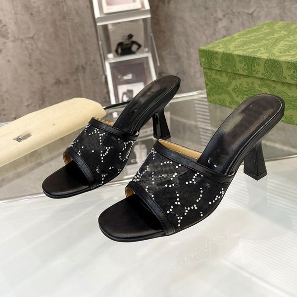 2023 women's crystals sparkling mesh slippers interlocking g sandals logo slides slip on flat high heels mules italy fashion lady party, Black
2023 women's crystals sparkling mesh slippers interlocking g sandals logo slides slip on flat high heels mules italy fashion lady party, Black