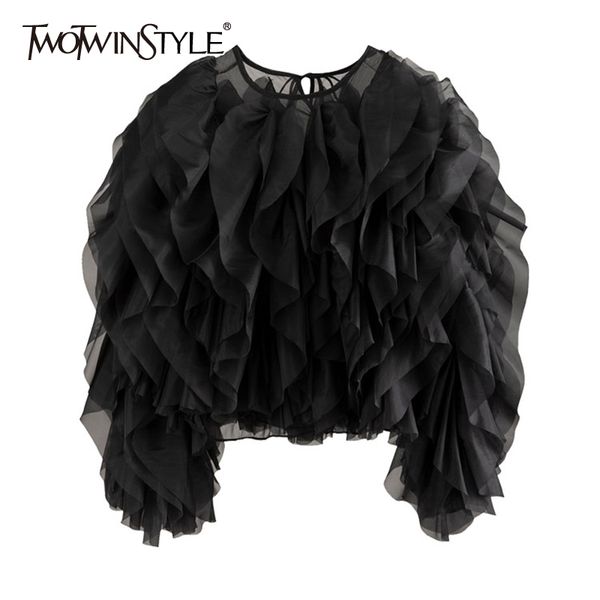 women's blouses shirts twotwinstyle vintage patchwork ruffle shirt for women o neck lantern long sleeve solid elegant blouse female fas, White
women's blouses shirts twotwinstyle vintage patchwork ruffle shirt for women o neck lantern long sleeve solid elegant blouse female fas, White