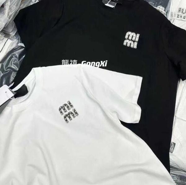 summer cotton short sleeve t shirt women sweatshirt letter diamond embroidery crew neck tshirt miu designer tshirt womens pullover shirts, White
summer cotton short sleeve t shirt women sweatshirt letter diamond embroidery crew neck tshirt miu designer tshirt womens pullover shirts, White