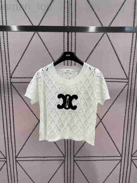 women's t-shirt designer ce23 spring/summer new chest letter embroidery design slim and versatile hollow out round neck short sleeve kn, White
women's t-shirt designer ce23 spring/summer new chest letter embroidery design slim and versatile hollow out round neck short sleeve kn, White