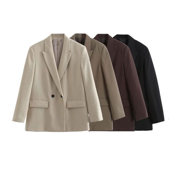 women s jackets traf women fashion double breasted loose fitting blazer coat vintage long sleeve pockets female outerwear chic veste femme 2, Black;brown
women s jackets traf women fashion double breasted loose fitting blazer coat vintage long sleeve pockets female outerwear chic veste femme 2, Black;brown