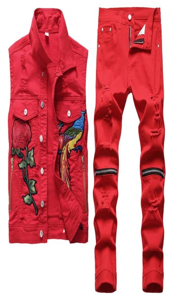 famous brand men red tracksuits fashion autumn embroidery phoenix flower suit vest and pants mens clothing 2 piece set slim jeans 1885614, Gray
famous brand men red tracksuits fashion autumn embroidery phoenix flower suit vest and pants mens clothing 2 piece set slim jeans 1885614, Gray