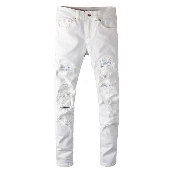 men s jeans sokotoo white crystal holes ripped fashion slim skinny stretch denim pants 230804, Blue
men s jeans sokotoo white crystal holes ripped fashion slim skinny stretch denim pants 230804, Blue