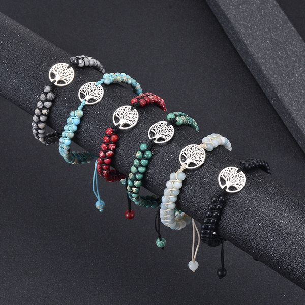 charm bracelets 6mm natural chakra beads bracelet tree of life handmade string braided women men yoga jewelry gift, Golden;silver
charm bracelets 6mm natural chakra beads bracelet tree of life handmade string braided women men yoga jewelry gift, Golden;silver