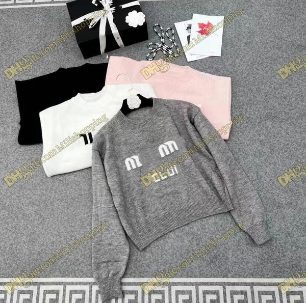 miu women's knitted sweaters designer sweater embroidery long sleevepullover jumprt female pink gray, Black
miu women's knitted sweaters designer sweater embroidery long sleevepullover jumprt female pink gray, Black