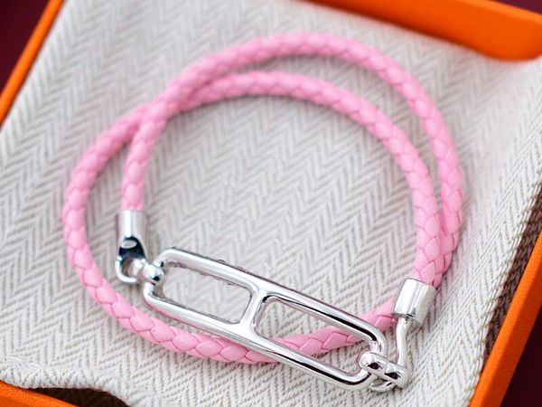realfine888 3a hm bracelets in pink leather strap bracelet with gold/silver/rose gold h iconic jewelry luxury designer for woman with box, Black
realfine888 3a hm bracelets in pink leather strap bracelet with gold/silver/rose gold h iconic jewelry luxury designer for woman with box, Black