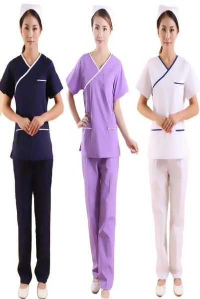women short sleeve scrub sets mock wrap vneck and pants beautician work clothes dental work coat5068350, White
women short sleeve scrub sets mock wrap vneck and pants beautician work clothes dental work coat5068350, White