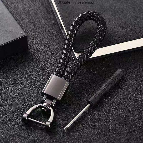 leather rope keychain hand woven horseshoe buckle key ring car key rings for women fashion key accessory keyrings gifts, Silver