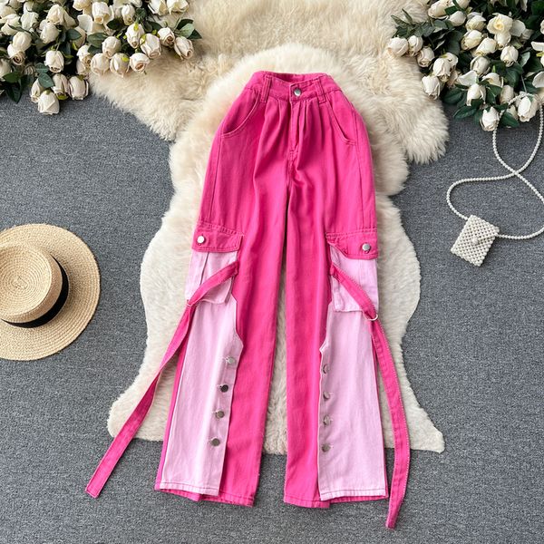 women's jeans clothland women sweet pink jeans zipper pockets beading tie high waist cargo pants streetwear chic trousers mujer ka374 2, Blue
women's jeans clothland women sweet pink jeans zipper pockets beading tie high waist cargo pants streetwear chic trousers mujer ka374 2, Blue