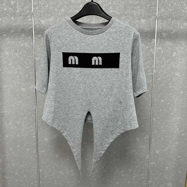 high end women's clothing home 2023 fashion versatile split letter flocking short lace up short sleeve t-shirt, White 
high end women's clothing home 2023 fashion versatile split letter flocking short lace up short sleeve t-shirt, White