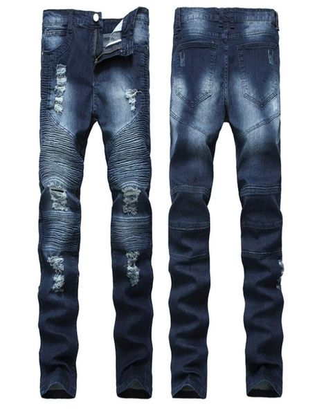 high street trend hole jeans european and american men039s locomotives wrinkles slim pants biker jeans nostalgia3871177, Blue
high street trend hole jeans european and american men039s locomotives wrinkles slim pants biker jeans nostalgia3871177, Blue