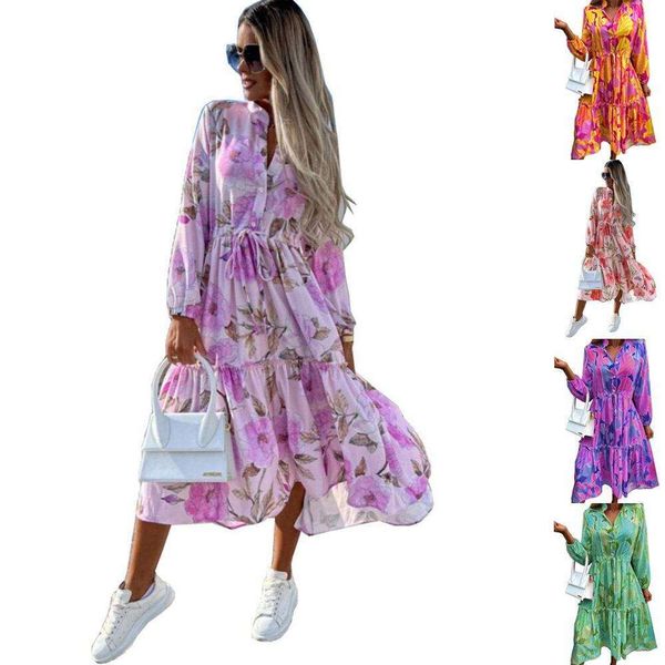 summer womens print dress large swinging fashionably loose long sleeve midi, Black;gray
summer womens print dress large swinging fashionably loose long sleeve midi, Black;gray