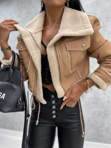 fashion wool patterned suede winter jacket for women's casual long sleeved zippered collar outdoor street party jacket, Black;brown
fashion wool patterned suede winter jacket for women's casual long sleeved zippered collar outdoor street party jacket, Black;brown