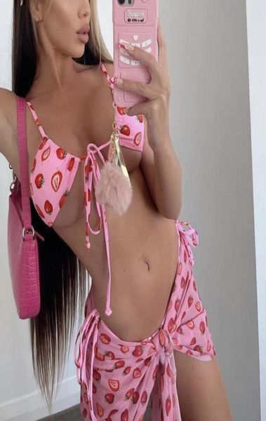 women039s swimwear 2022 strawberry print bikini threepiece set with small gauze skirt can be worn in many ways summer swi1782299, White;black
women039s swimwear 2022 strawberry print bikini threepiece set with small gauze skirt can be worn in many ways summer swi1782299, White;black