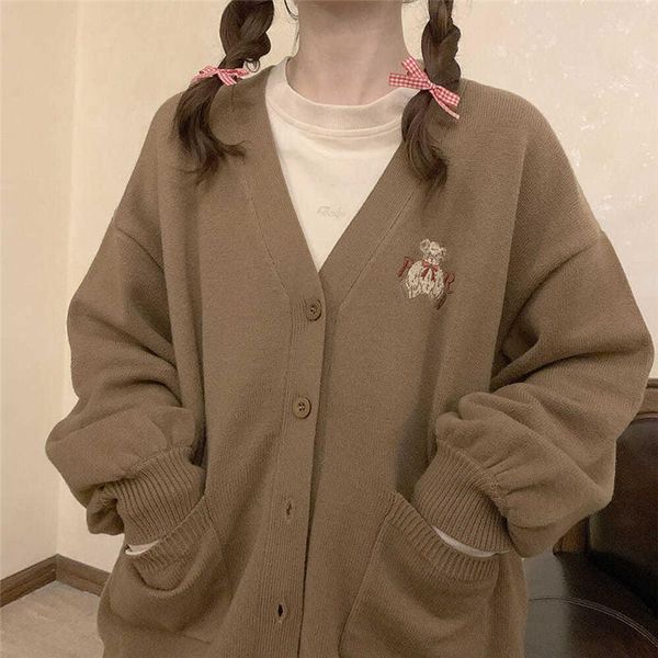 women's knits tees deeptown japan style kawaii bear sweater cute cardigan for women embroidery vintage knitwear korean winter long slee, White
women's knits tees deeptown japan style kawaii bear sweater cute cardigan for women embroidery vintage knitwear korean winter long slee, White