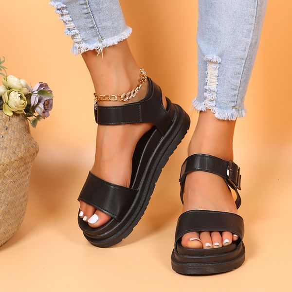 slippers plus size 43 women's summer comfort shoes fashion open toe sandals platform oneway buckle woman 230803, Black
slippers plus size 43 women's summer comfort shoes fashion open toe sandals platform oneway buckle woman 230803, Black