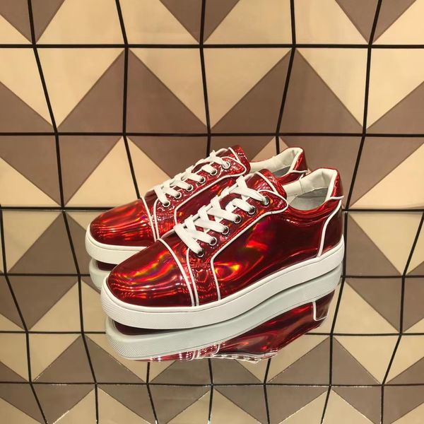 low cut red bottom shoes for men luxury trainers driving spiked bar patent genuine leather white sole flat sneakers women casual shoes, Black
low cut red bottom shoes for men luxury trainers driving spiked bar patent genuine leather white sole flat sneakers women casual shoes, Black