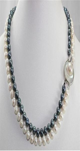 women fashion jewelry latest design 2 rows 89mm white and black cultured freshwater pearl necklace21186097377, Silver
women fashion jewelry latest design 2 rows 89mm white and black cultured freshwater pearl necklace21186097377, Silver