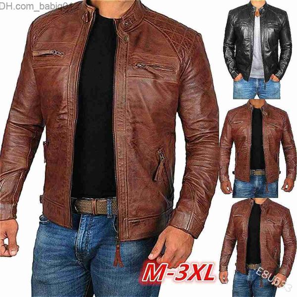 men's jackets men's leather jacket stand collar punk leather jacket t230804, Black;brown
men's jackets men's leather jacket stand collar punk leather jacket t230804, Black;brown