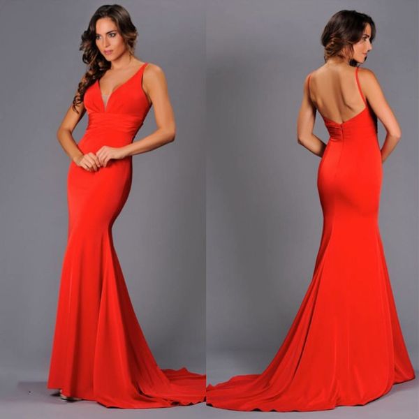 women's long red pleated lace prom dresses robe de soiree mermaid crepe v-neck open back sweep train formal party dresses, Black
women's long red pleated lace prom dresses robe de soiree mermaid crepe v-neck open back sweep train formal party dresses, Black