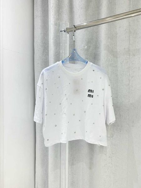 letter handmade beaded round neck short sleeve loose short cotton t-shirt women's slim and versatile piece 23s summer, White
letter handmade beaded round neck short sleeve loose short cotton t-shirt women's slim and versatile piece 23s summer, White