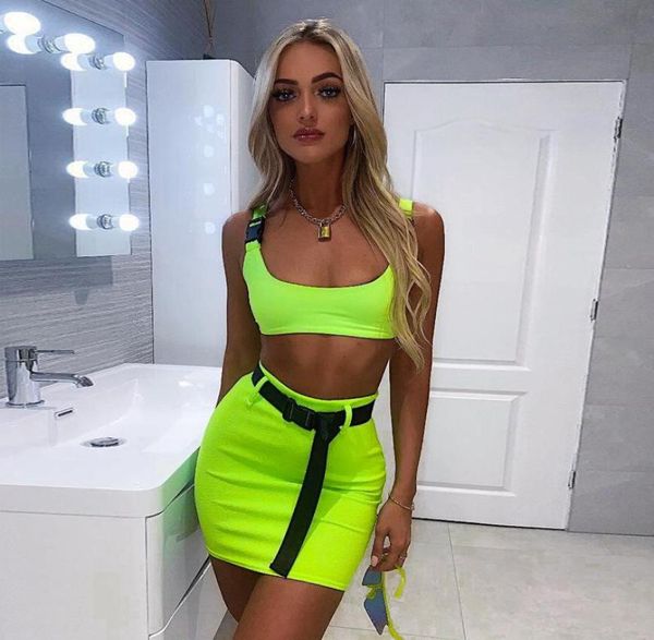 two piece dress summer women neon pieces set skirt bandage crop and tracksuit outfits streetwear 2 festival clothes9842658, White
two piece dress summer women neon pieces set skirt bandage crop and tracksuit outfits streetwear 2 festival clothes9842658, White