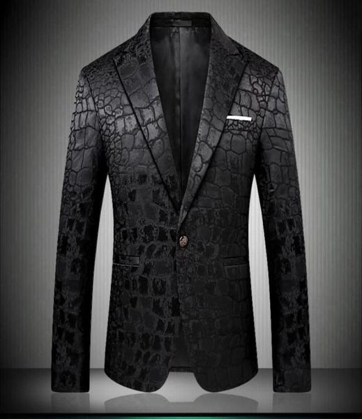 black blazer men crocodile pattern wedding suit jacket slim fit stylish costumes stage wear for singer mens blazers designs 90064941251, White;black
black blazer men crocodile pattern wedding suit jacket slim fit stylish costumes stage wear for singer mens blazers designs 90064941251, White;black