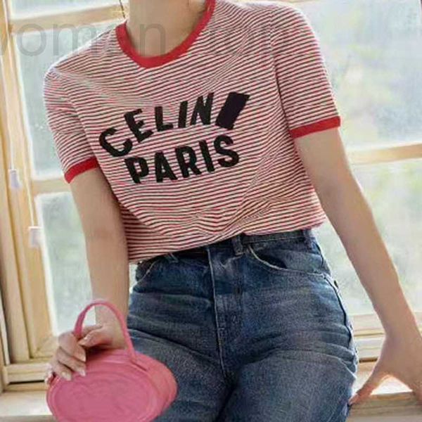 women's t-shirt designer spring and summer new ce star same letter flocking navy style super versatile stripe short sleeve t-shirt wome, White
women's t-shirt designer spring and summer new ce star same letter flocking navy style super versatile stripe short sleeve t-shirt wome, White